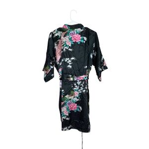 Asian floral peacock lightweight robe feminine colorful